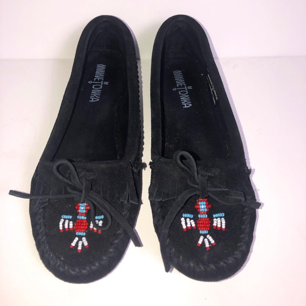 Minnetonka Thunderbird Moc size 7 black suede